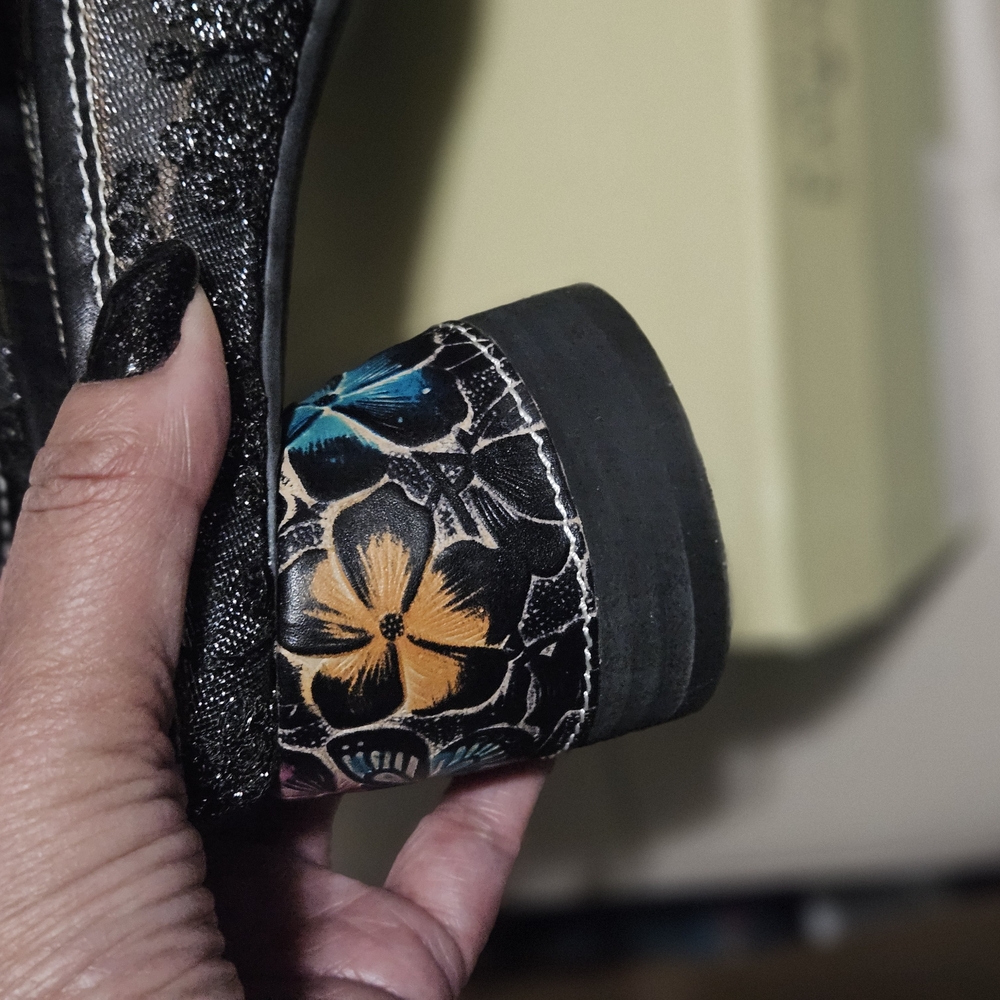 L'Artiste Leather Spring Step Women's Floral Black Mules - Picture 5 of 9